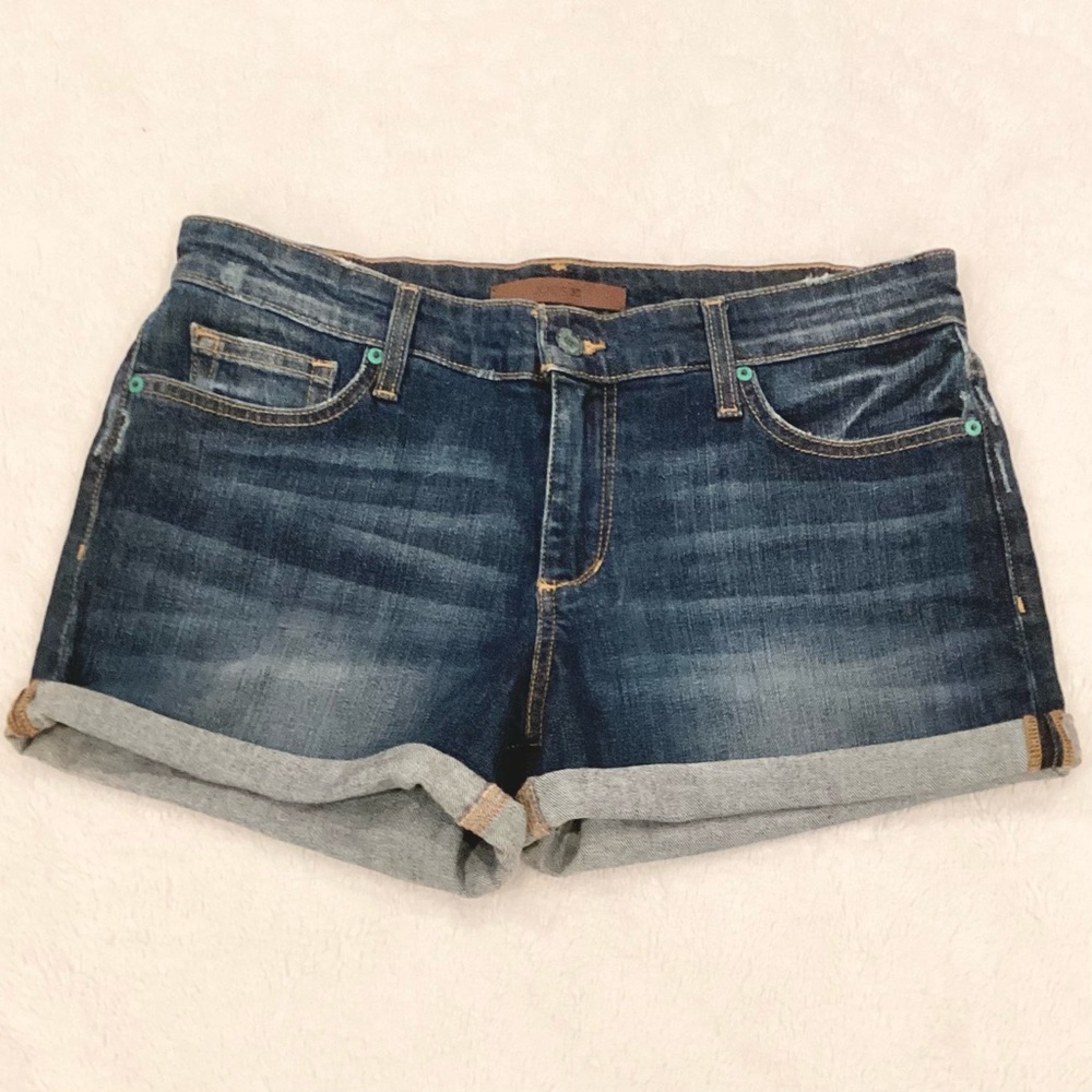 Joe's Jeans Dark Blue Denim Rolled Hem Jean Shorts